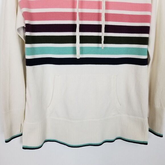 Talbots Women Cowlneck Stripe Tunic Sweater Sz M Petite White Multicolor Stripe - Picture 3 of 8
